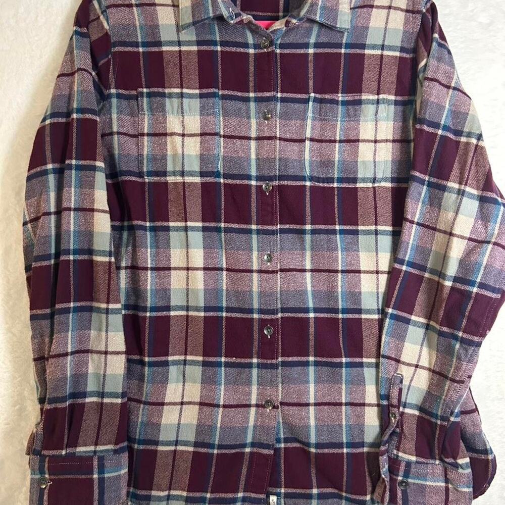 Woolrich Flannel Shirt Womens‎ Large Plaid Button Down Long Sleeve Cotton Red
